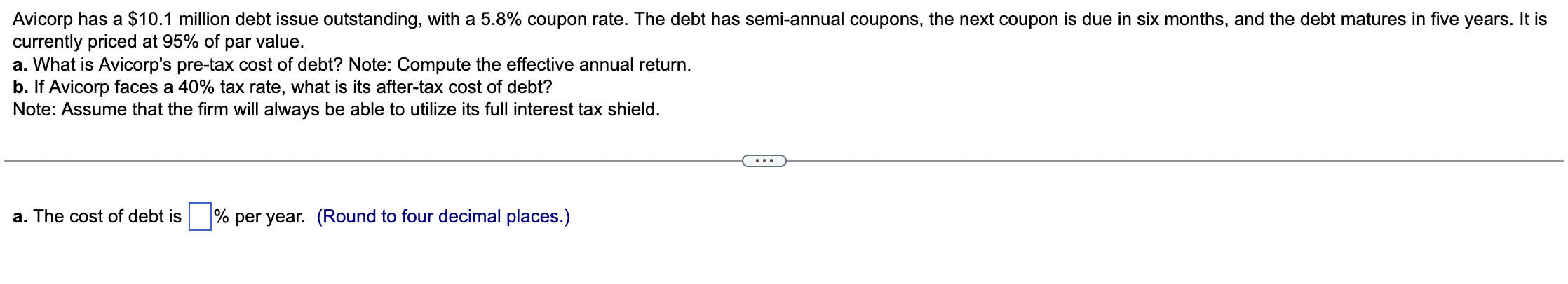  Avicorp has a $ 10.1 Avicorp has a $10.1 million debt