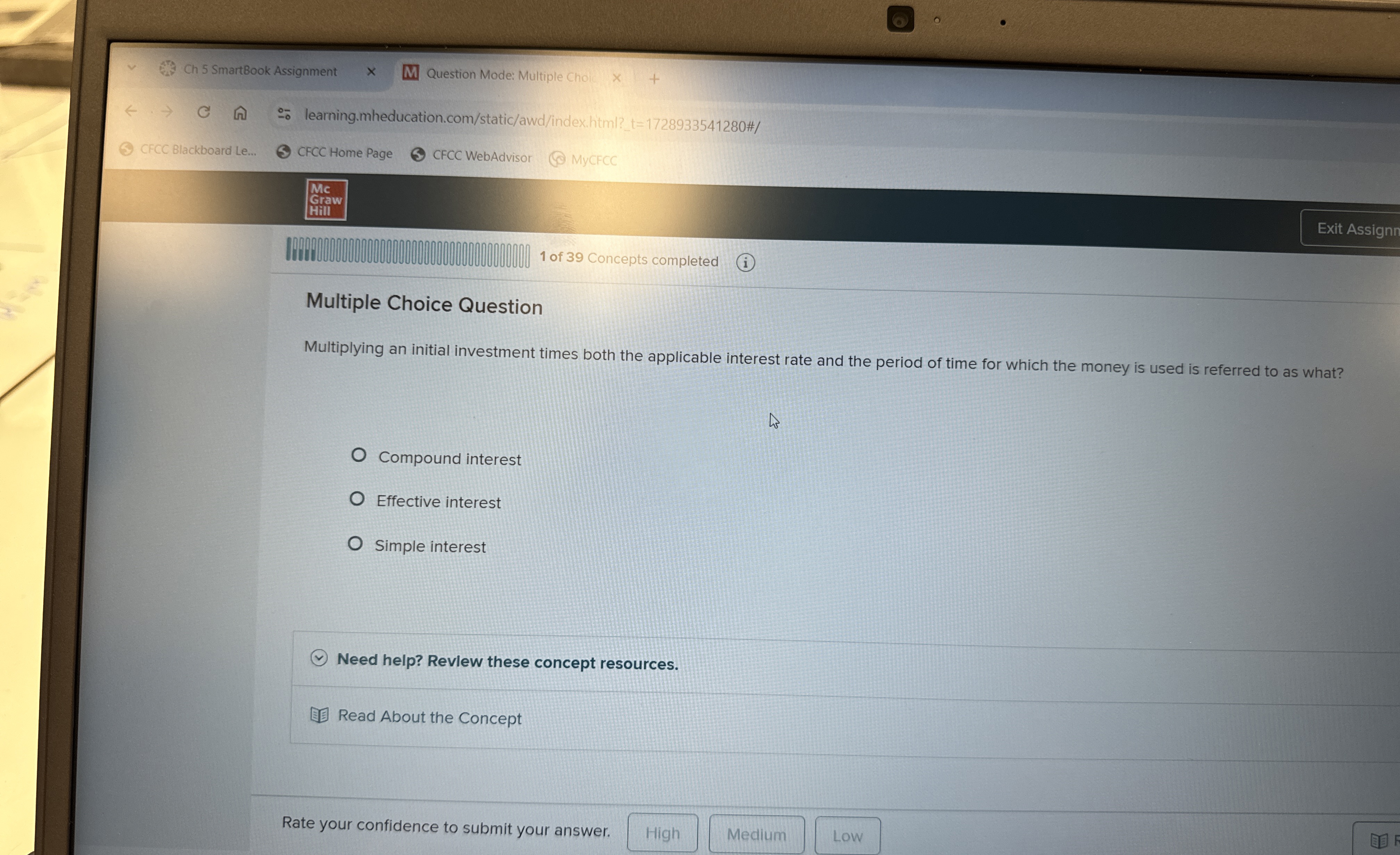  Multiple Choice Question Multiplying an initial investment times both the applicable