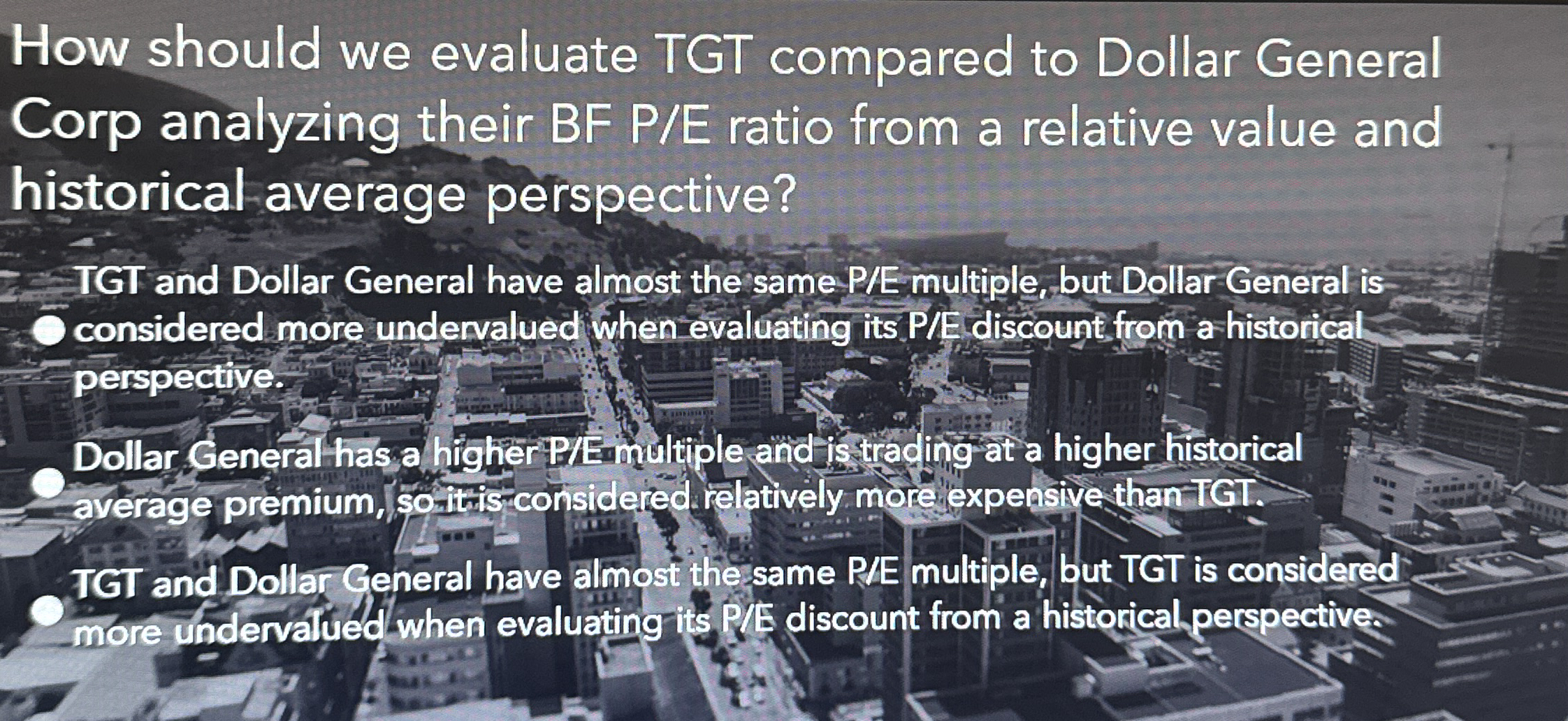  How should we evaluate TGT compared to Dollar General Corp analyzing