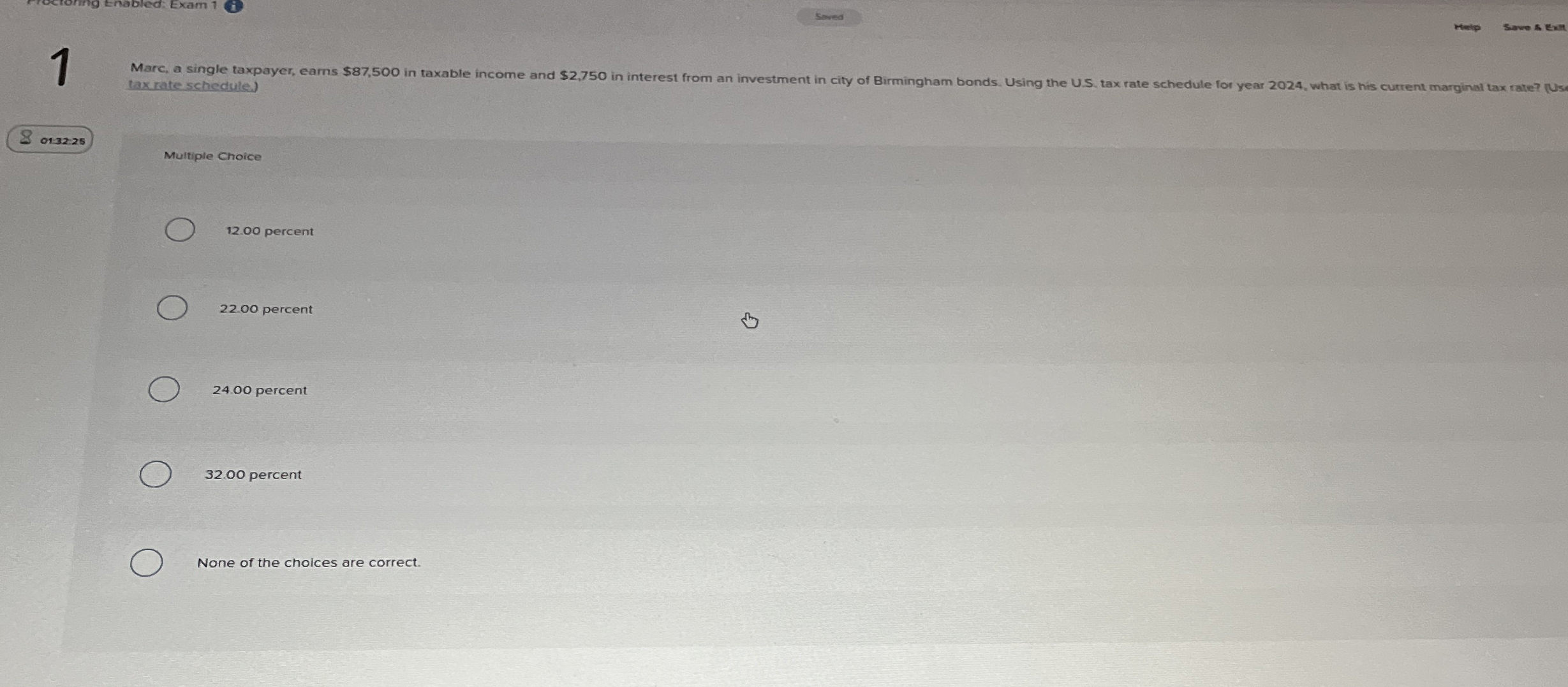  tax rate schedule) Multiple choice 12.00 percent 22.00 percent 24.00 percent