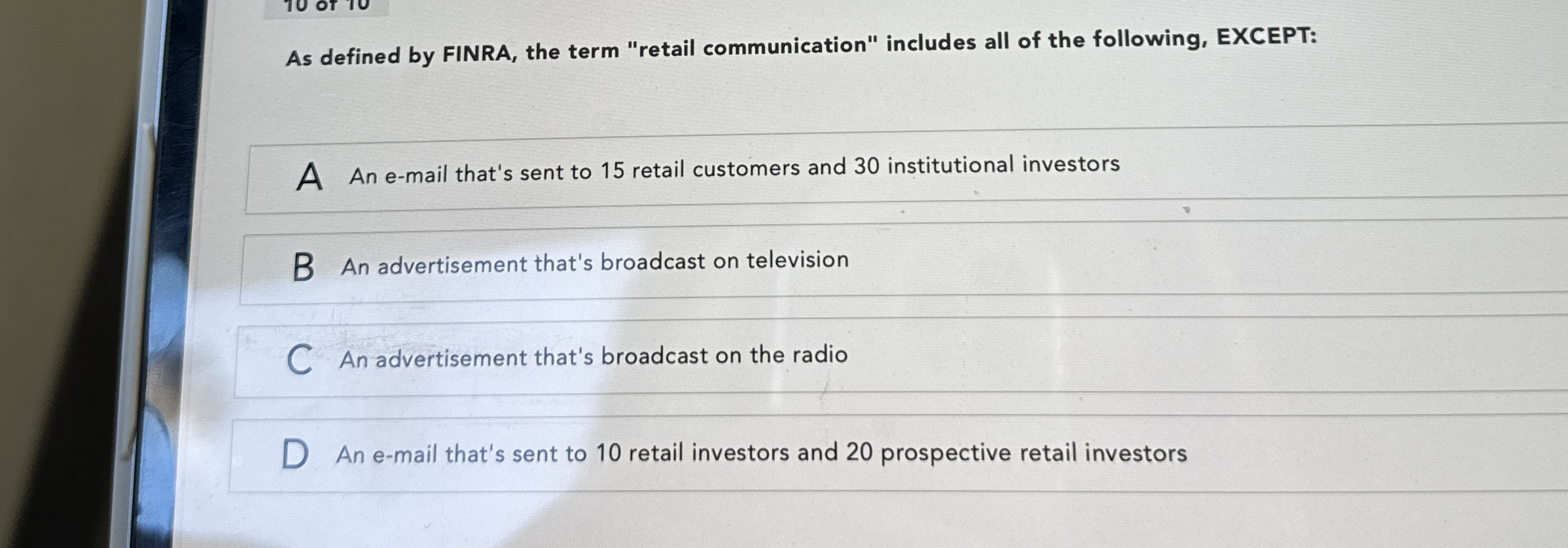  As defined by FINRA, the term "retail communication" includes all of