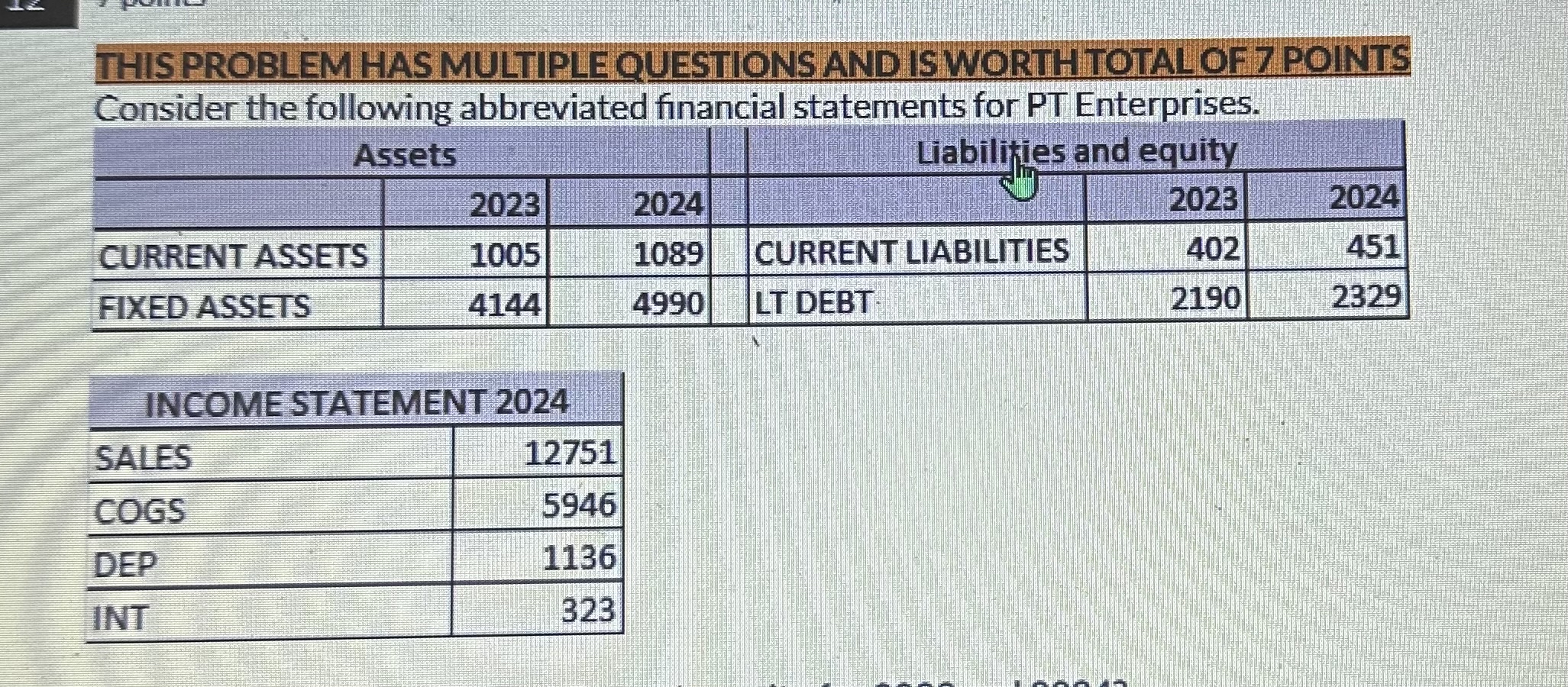  QUESTION#1. What is Total Owner's equity for 2023 and 2024? Answer