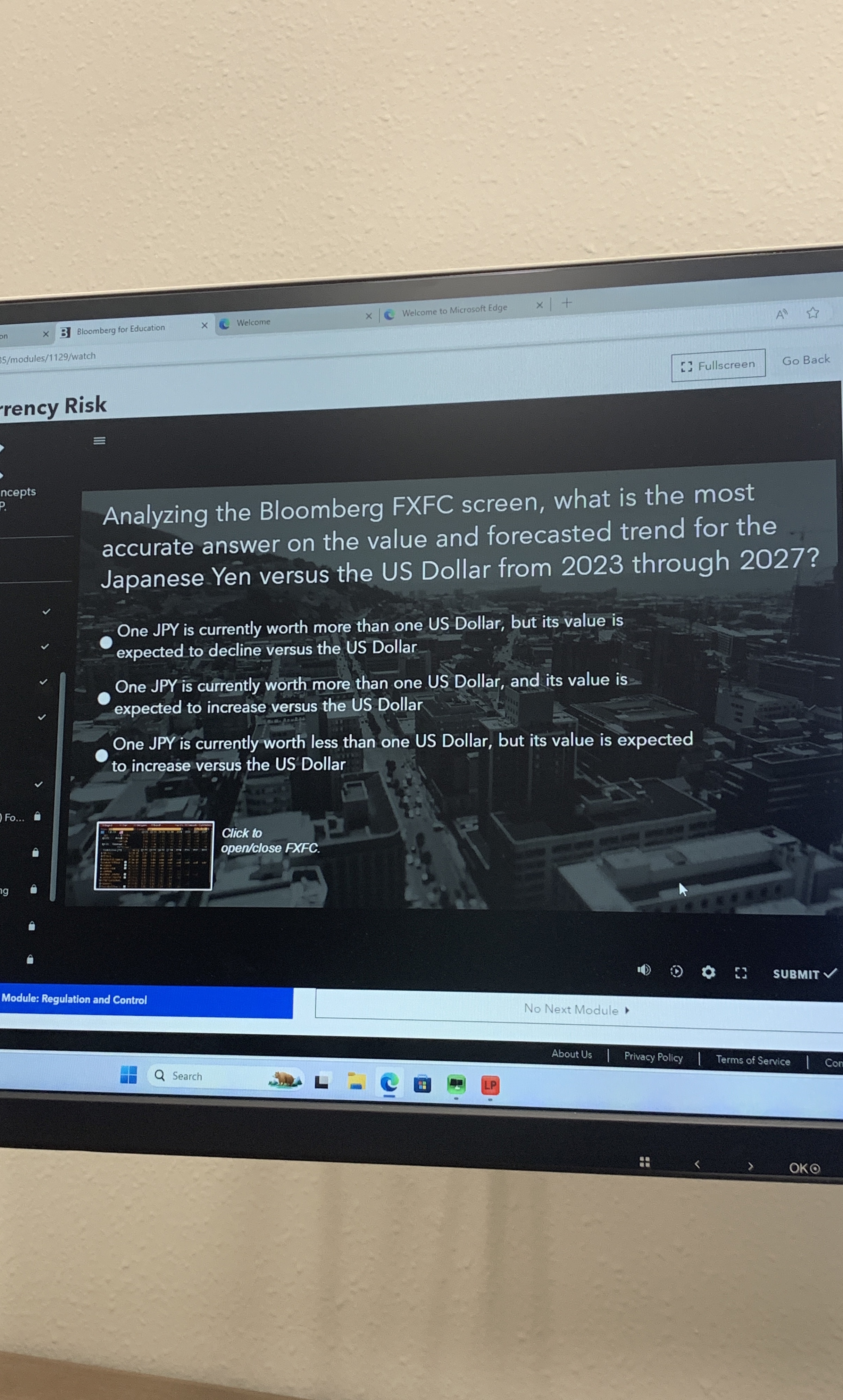  Analyzing the Bloomberg FXFC screen, what is the most accurate answer