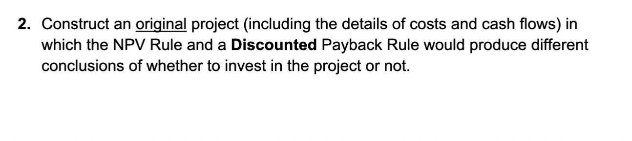  2. Construct an original project (including the details of costs and