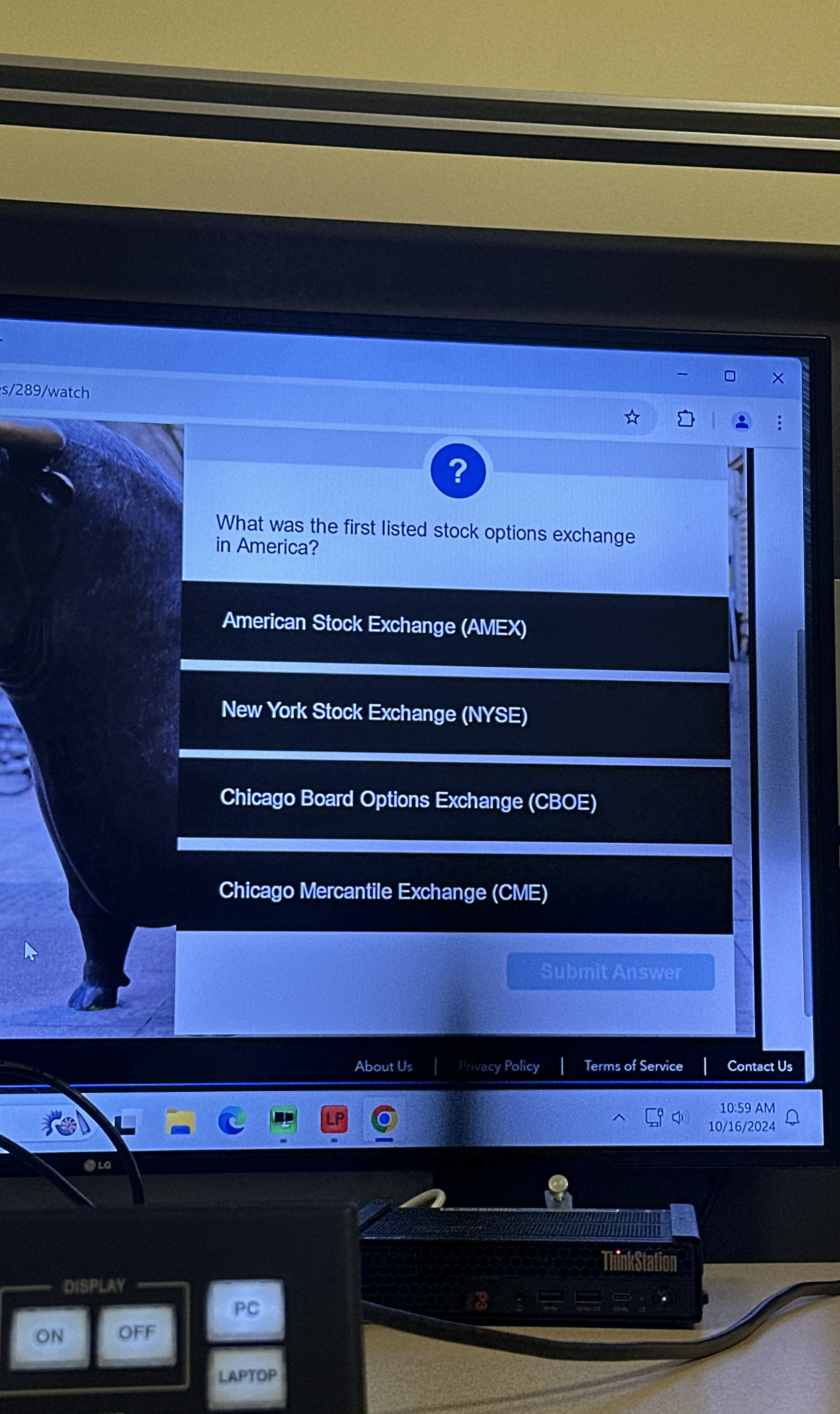  s/289/watch What was the first listed stock options exchange in America?