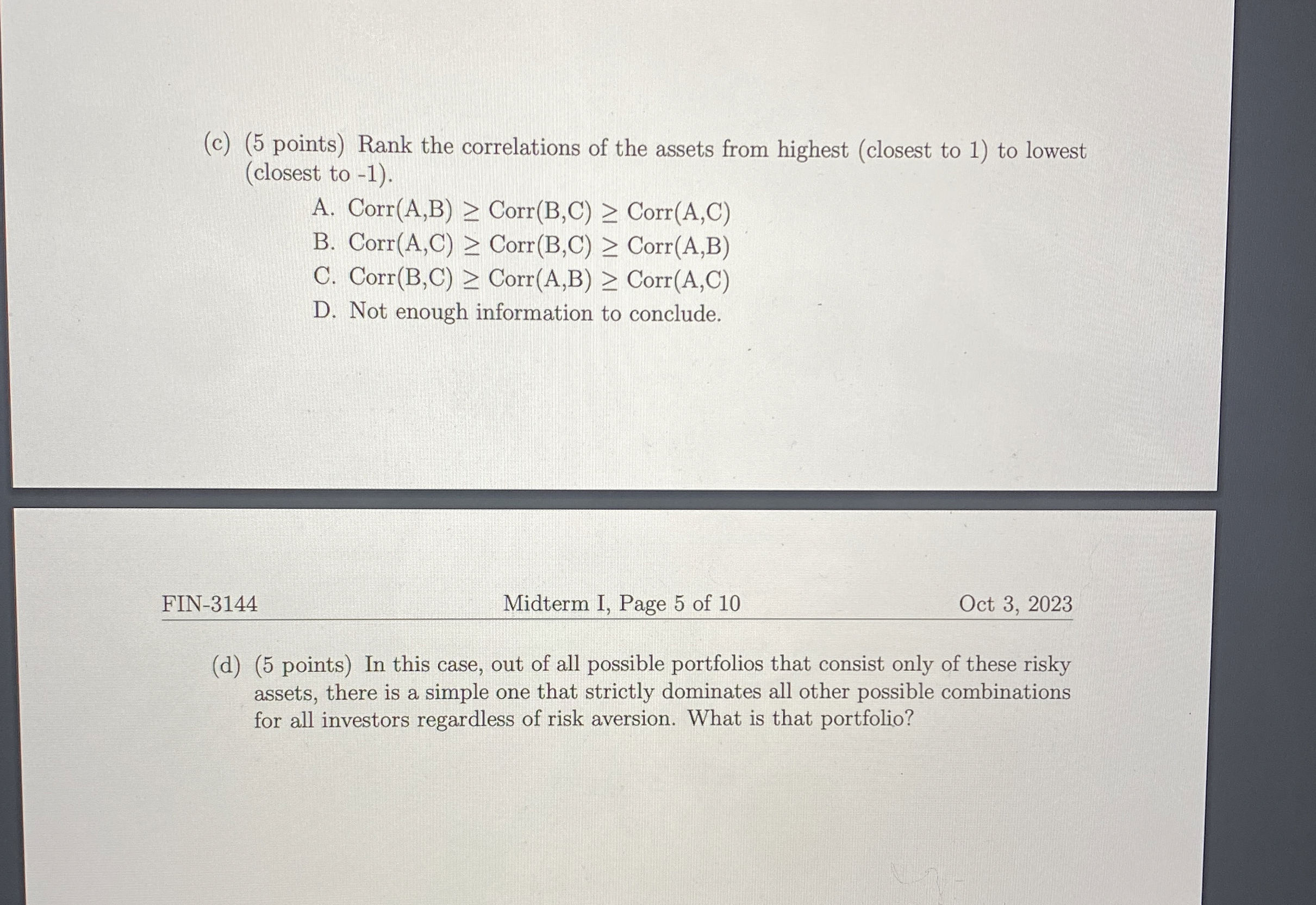  Part II -20 points each Provide your answer in the space