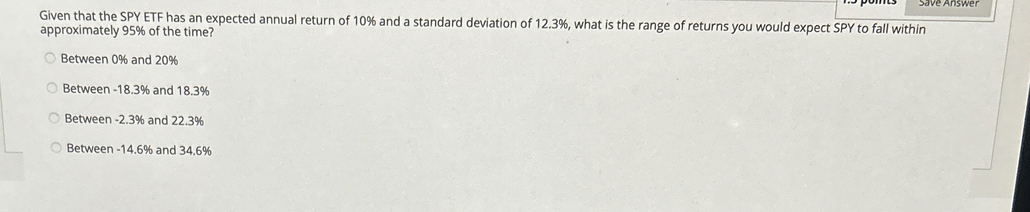  Given that the SPY ETF has an expected annual return of