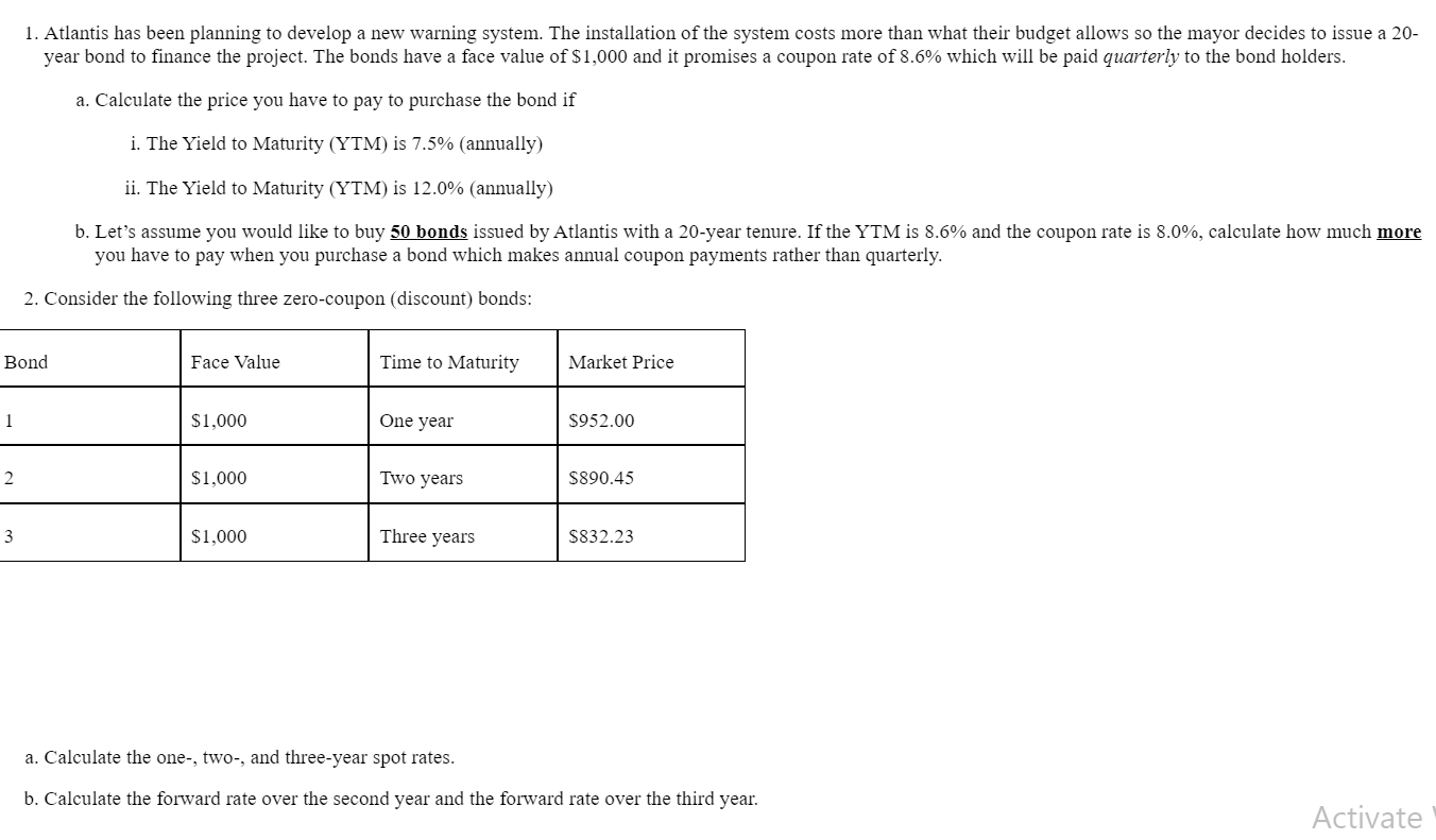  1. Atlantis has been planning to develop a new warning system.