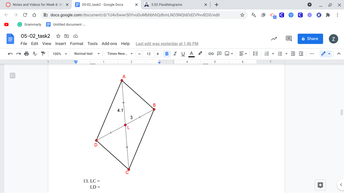 1 17 Part 1: Find the missing measures in the parallelograms below.