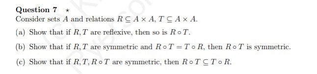 Please Solve ! Question 7 Consider sets A and relations R C