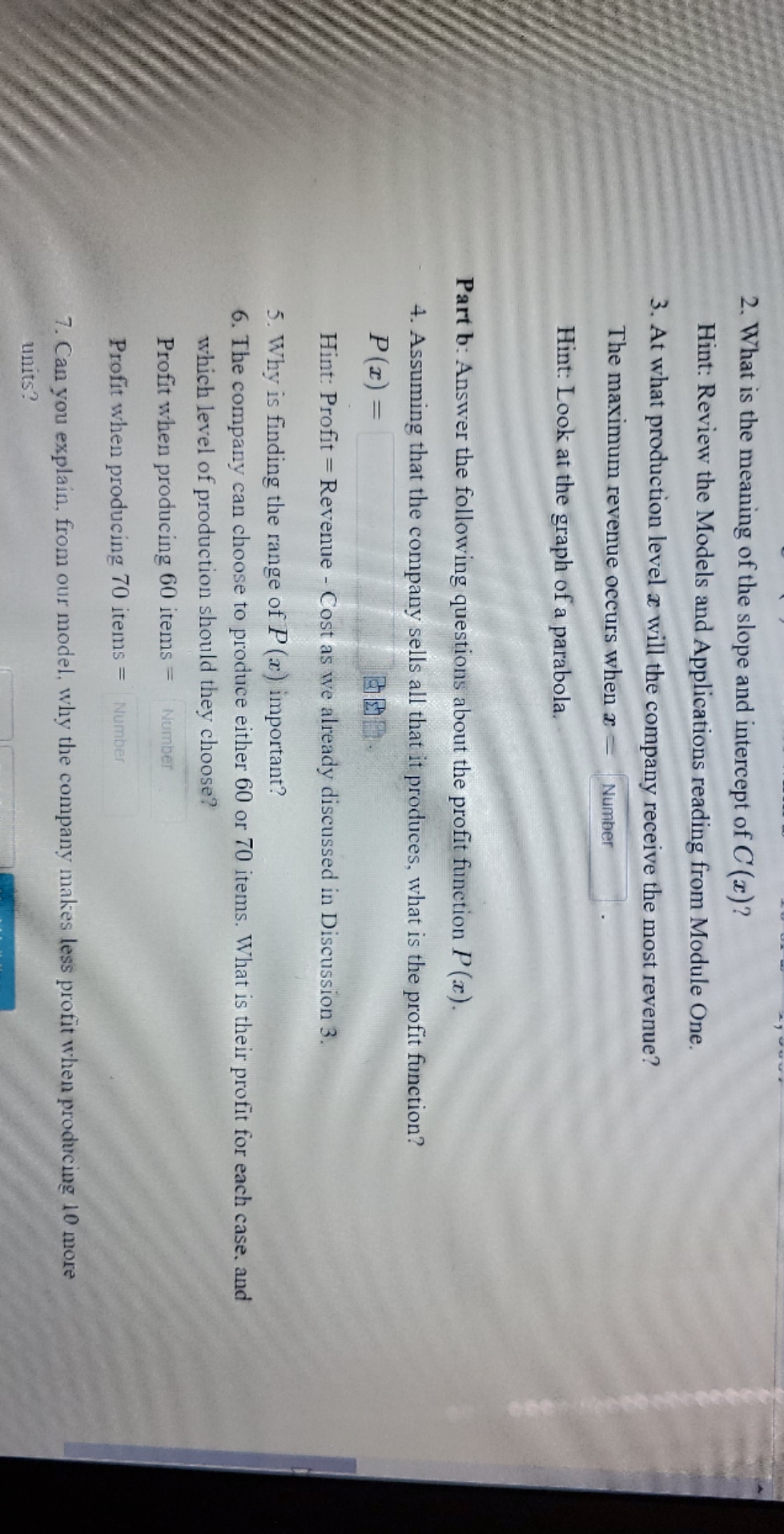 Solve the problem below. For a certain company, The cost function for