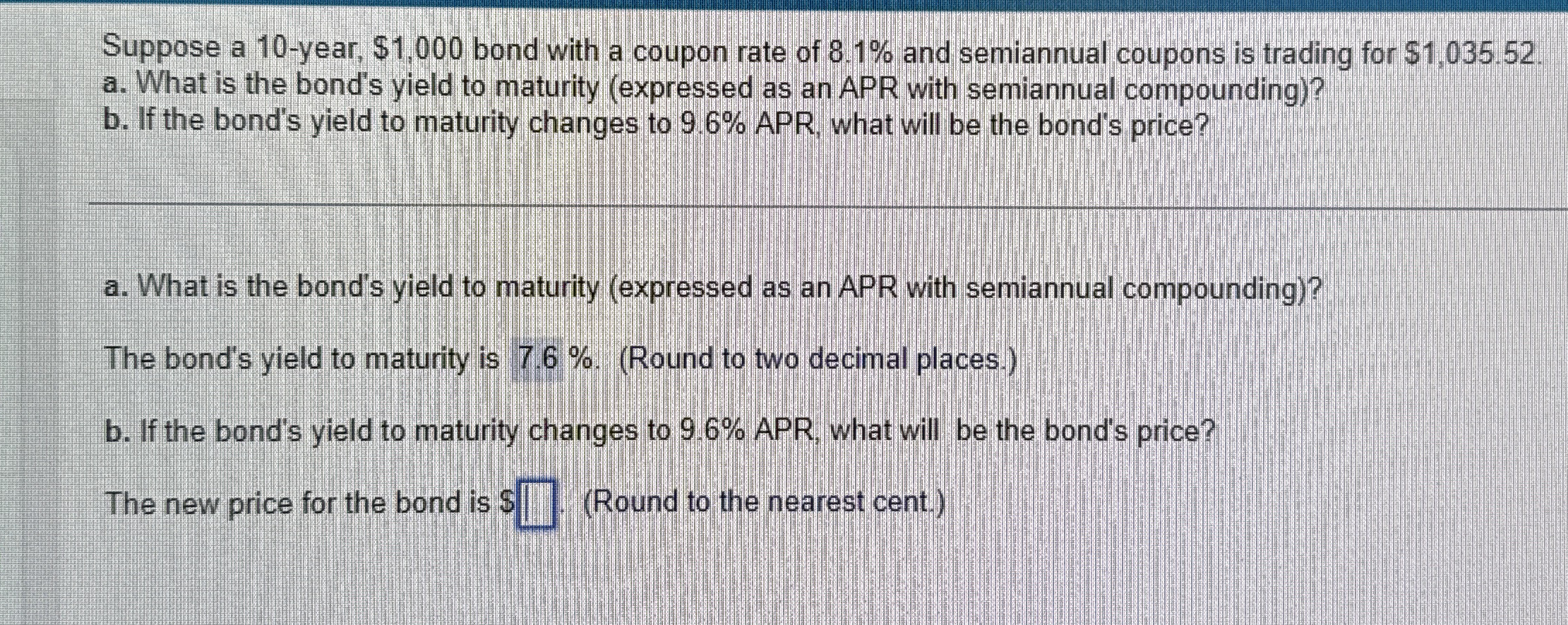  Suppose a 10-year, $1,000 bond with a coupon rate of 8.1%