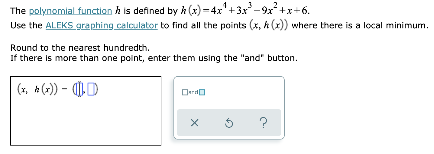 Any idea on this? Tks The polynomial function h is defined by
