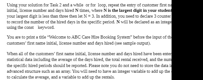 Using your solution for Task 2 and a while or for