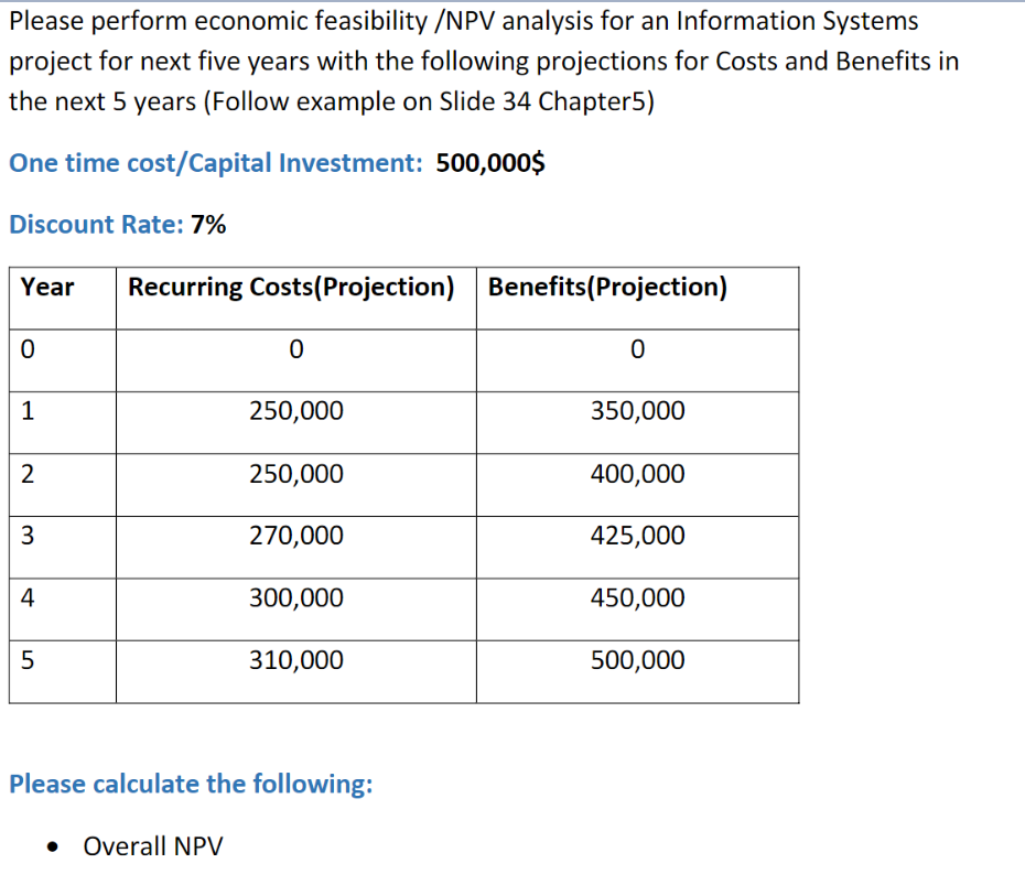  Please use Excel and insert the answer in a table I