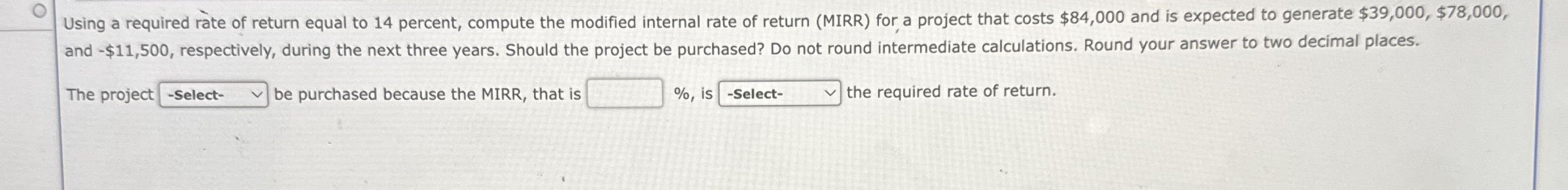 Using a required rate of return equal to 14 percent, compute