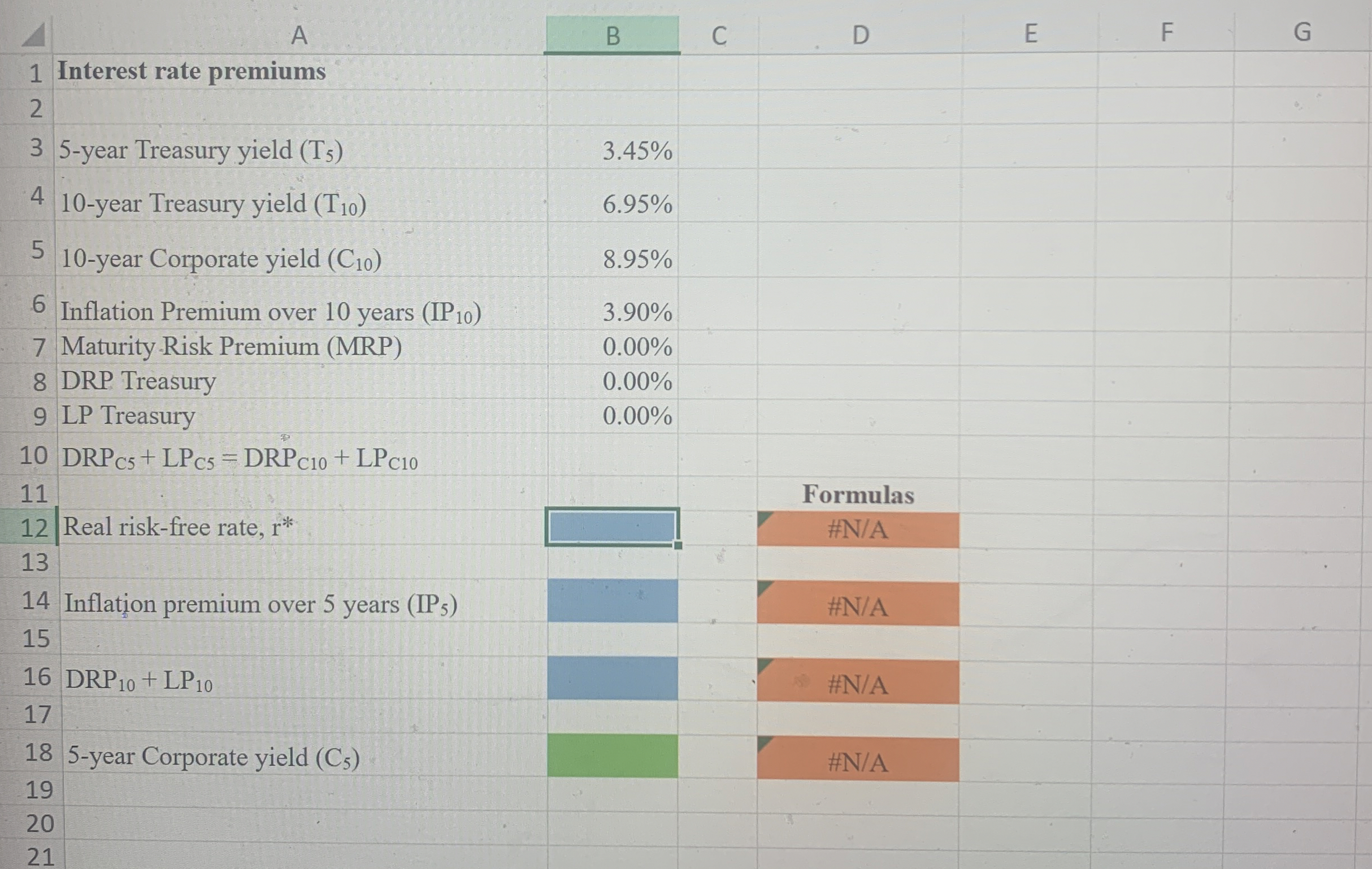  Excel Online Structured Activity: Interest rate premiums A 5-year Treasury bond