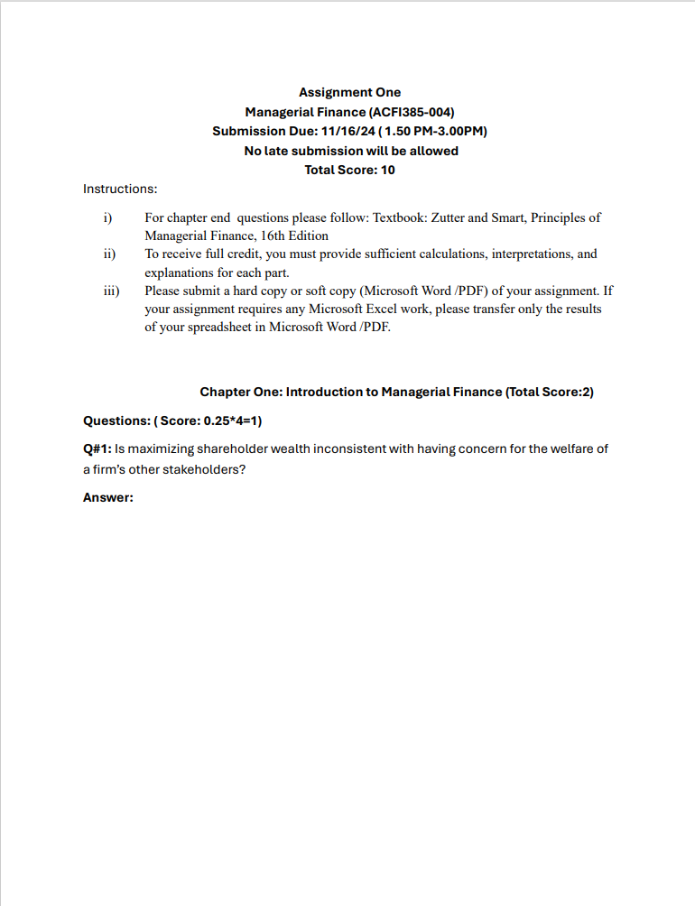  Assignment One Q#2: What are the main types of decisions that