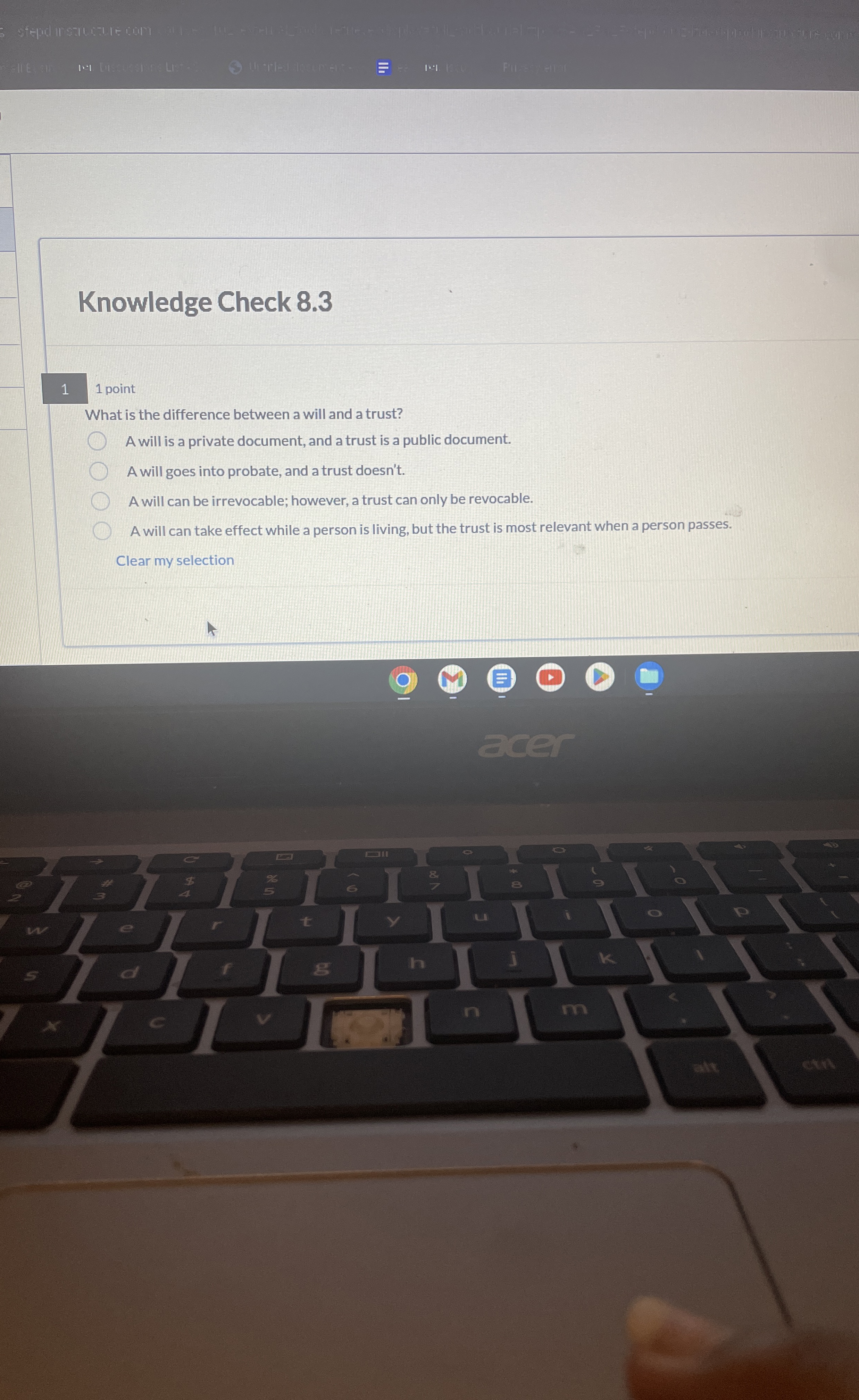  Knowledge Check 8.3 1 1 point What is the difference between