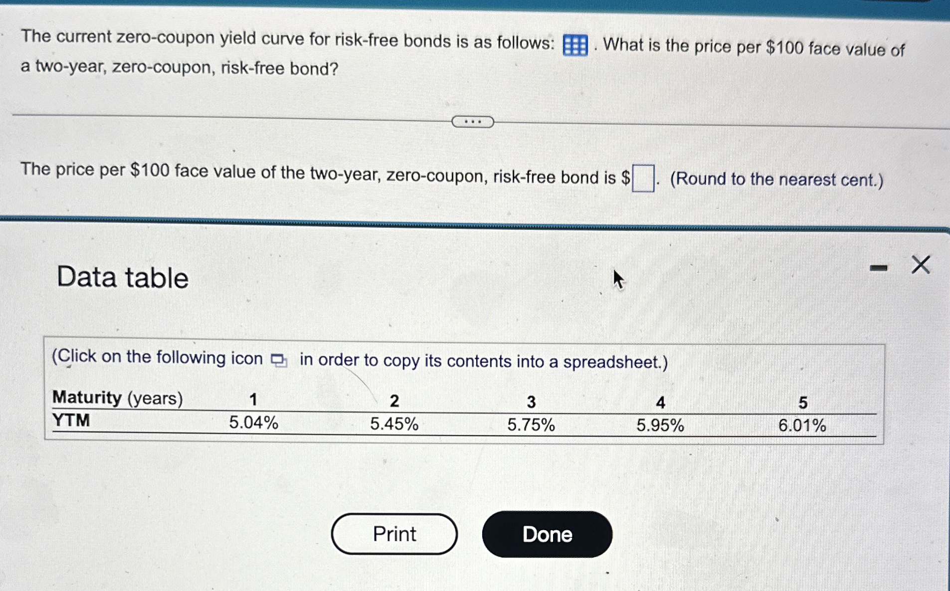  The current zero-cupin yield curve for risk-free bonds as follows: What