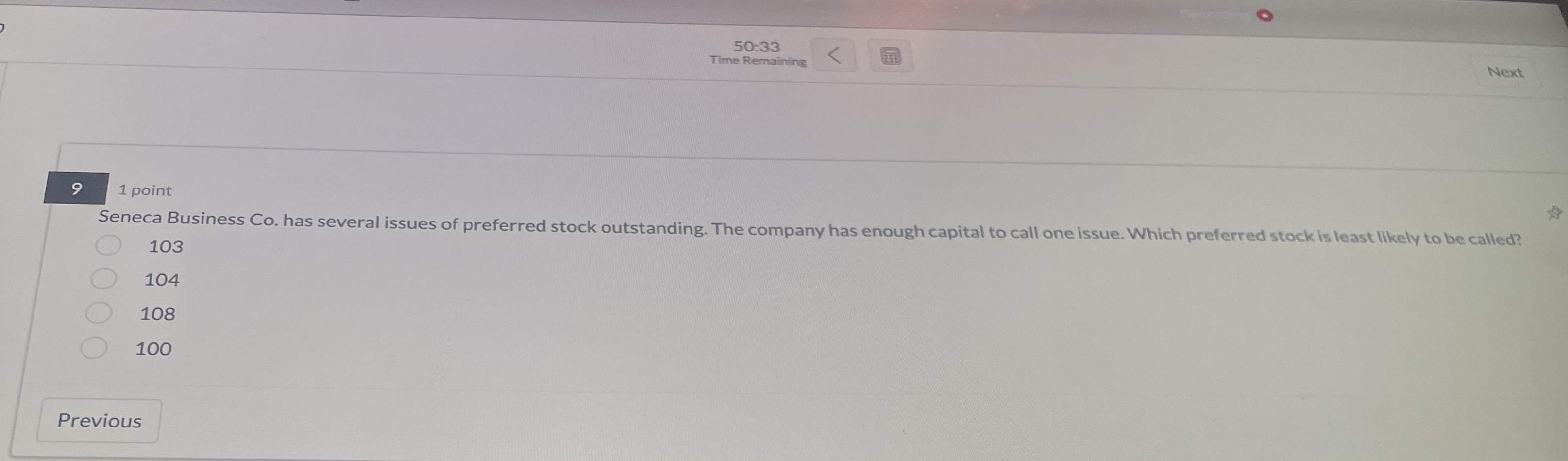  9 1 point Seneca Business Co. has several issues of preferred