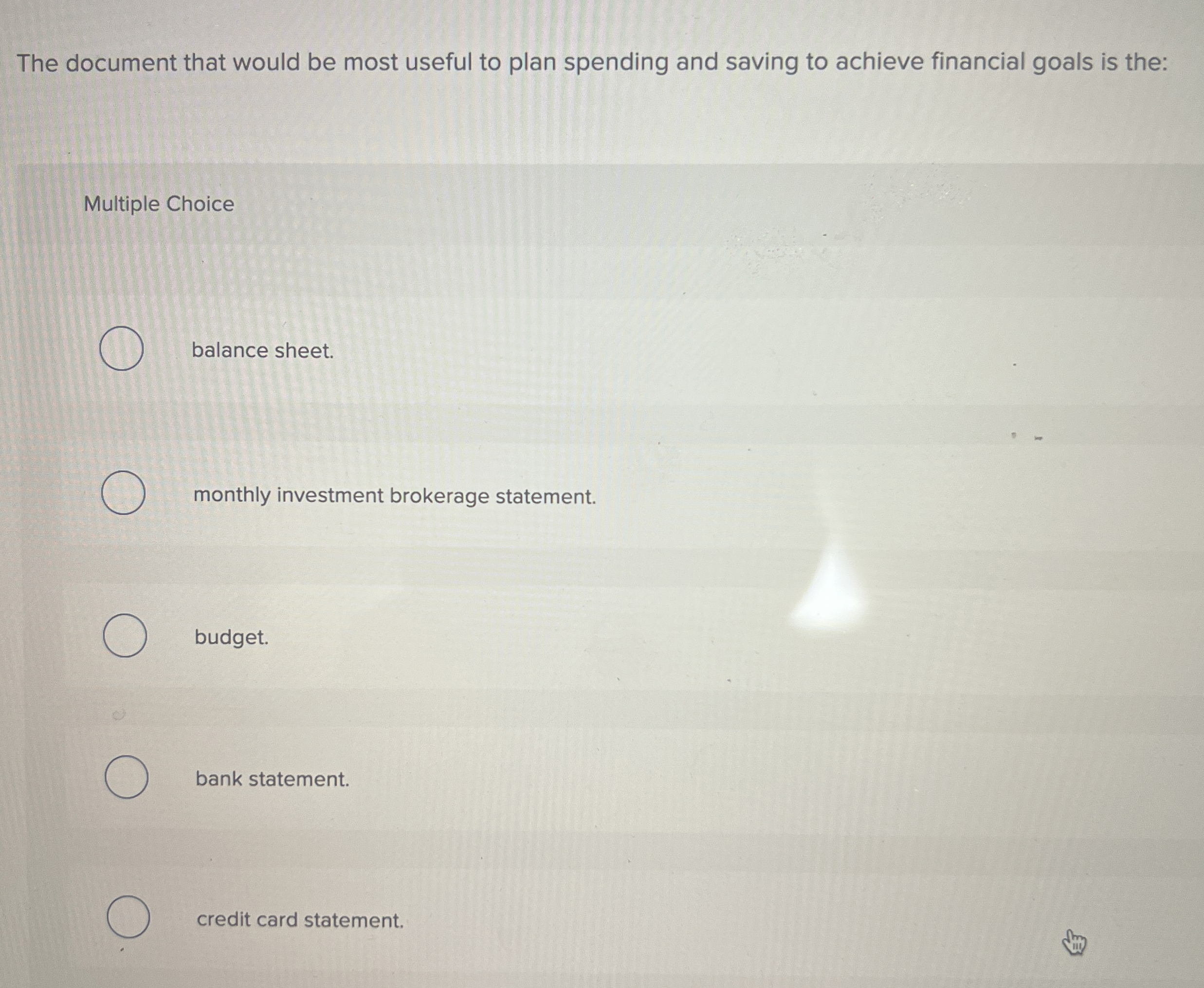  The document that would be most useful to plan spending and