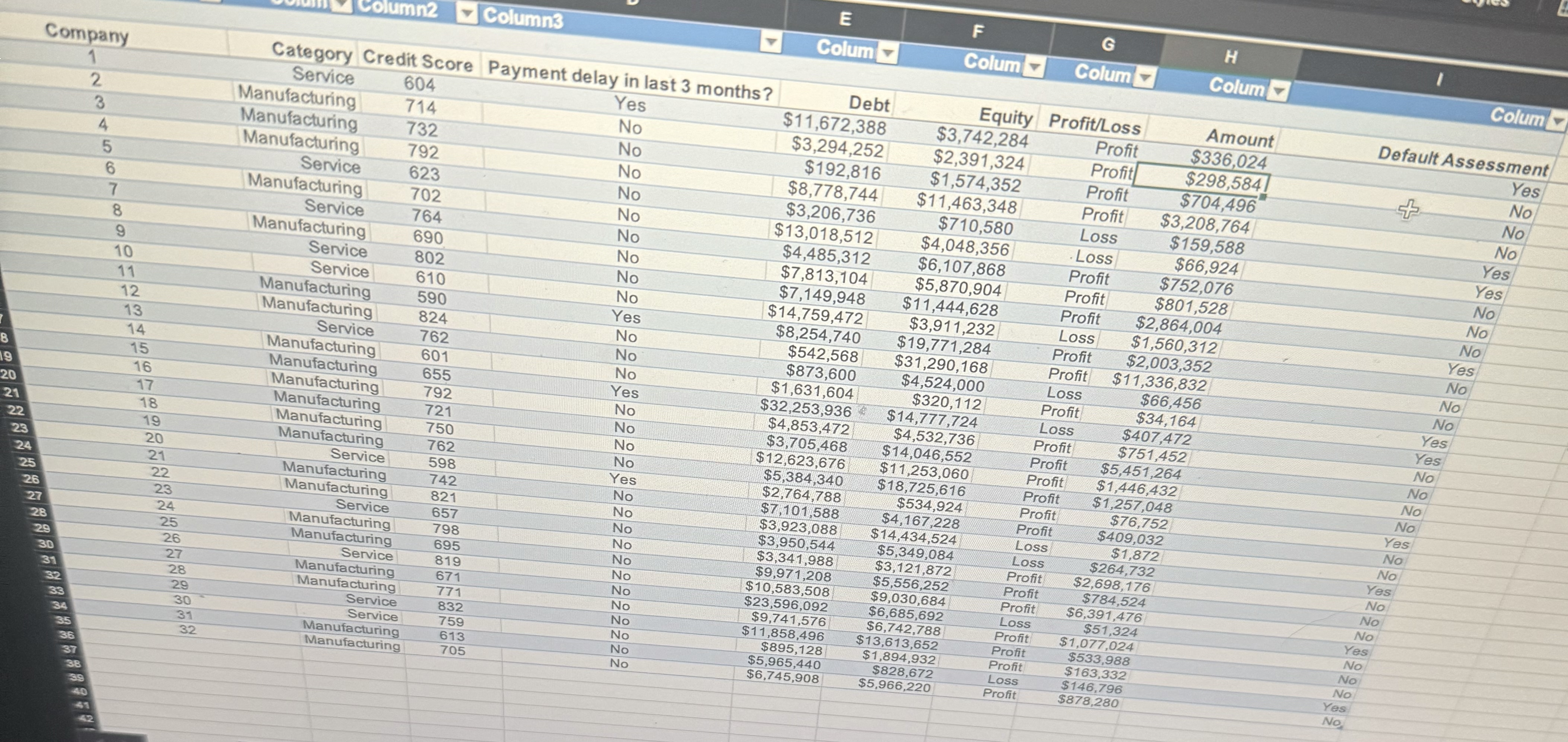  What ons? (7.) The Excel file Corporate Default Database sum- marizes