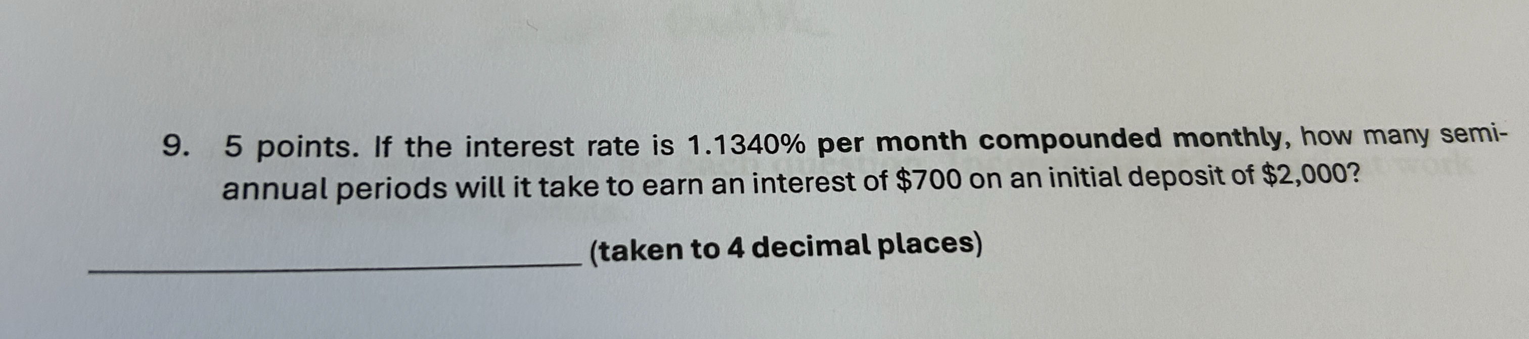  5 points. If the interest rate is 1.1340% per month compounded