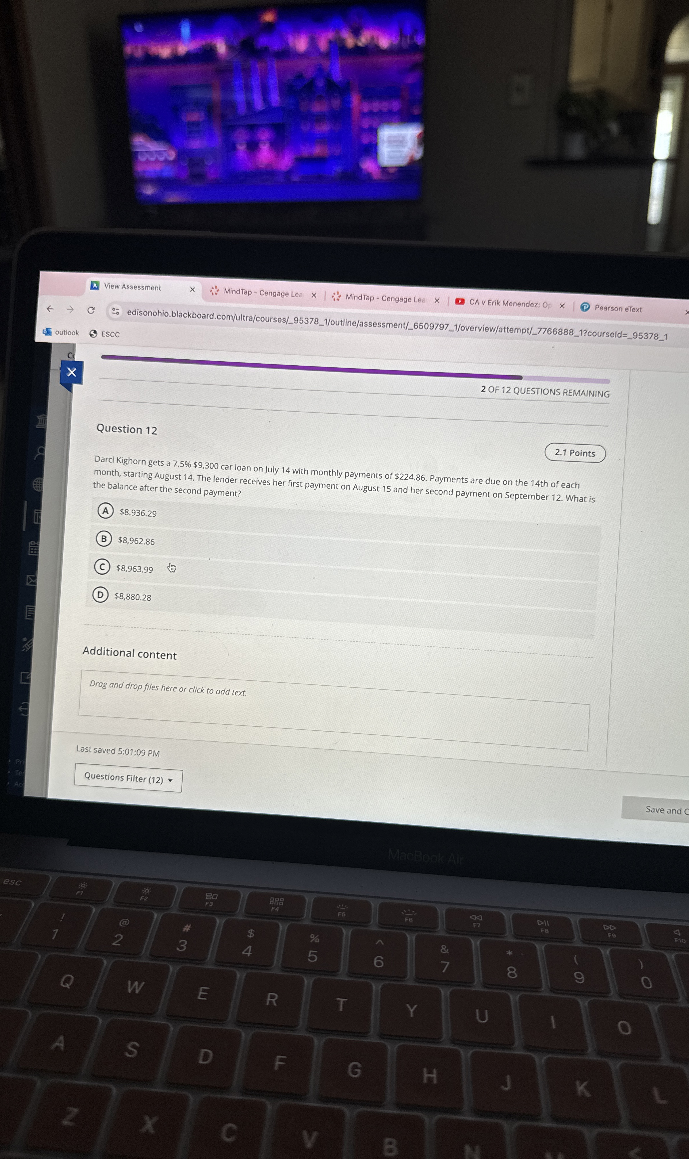  Question 12 Darci Kighorn gets a 7.5%$9,300 car loan on July