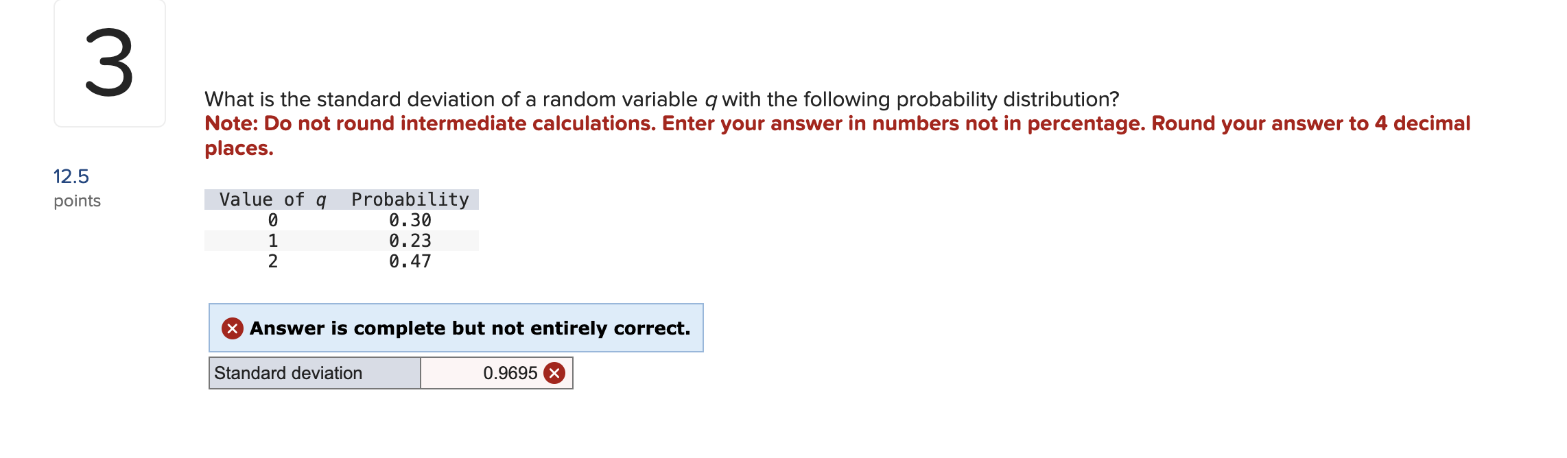  What is the standard deviation of a random variable \( q