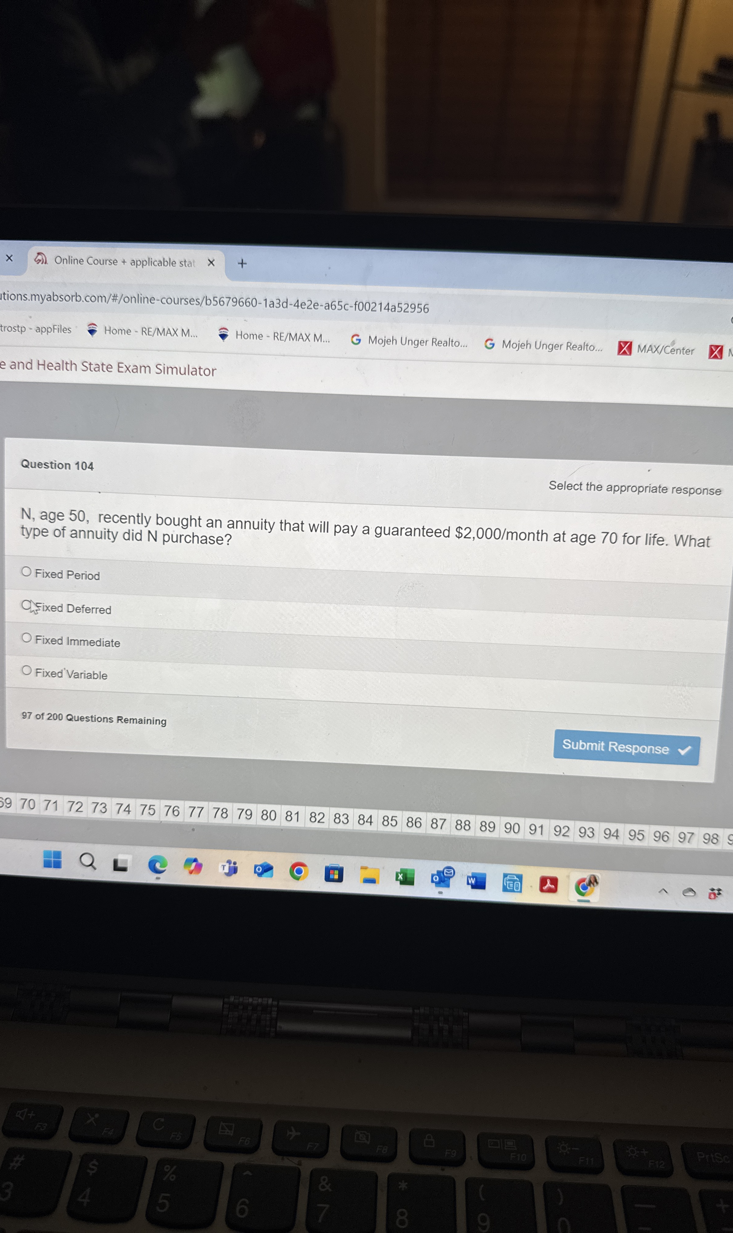  N , age 50, recently bought an annuity that will pay