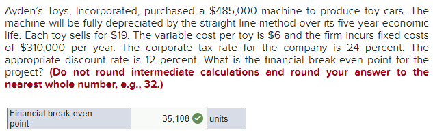  Please show in detail how correct answer is 35,108 units 