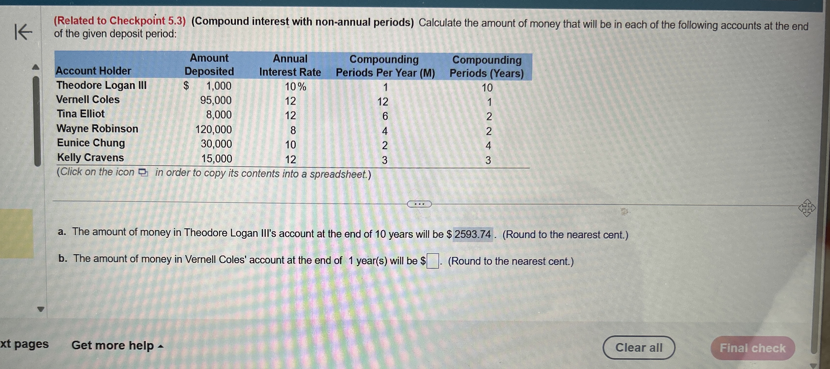  (Related to Checkpoint 5.3)(Compound interest with non-annual periods) Calculate the amount
