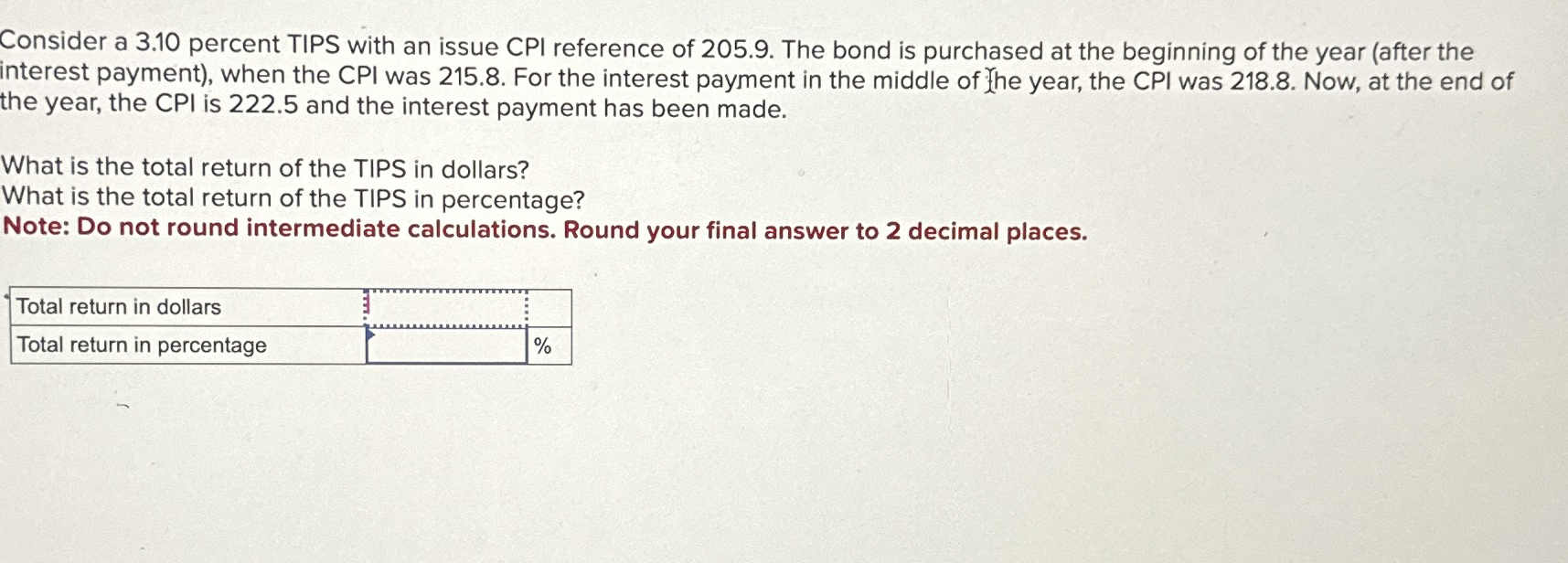  Consider a 3.10 percent TIPS with an issue CPI reference of