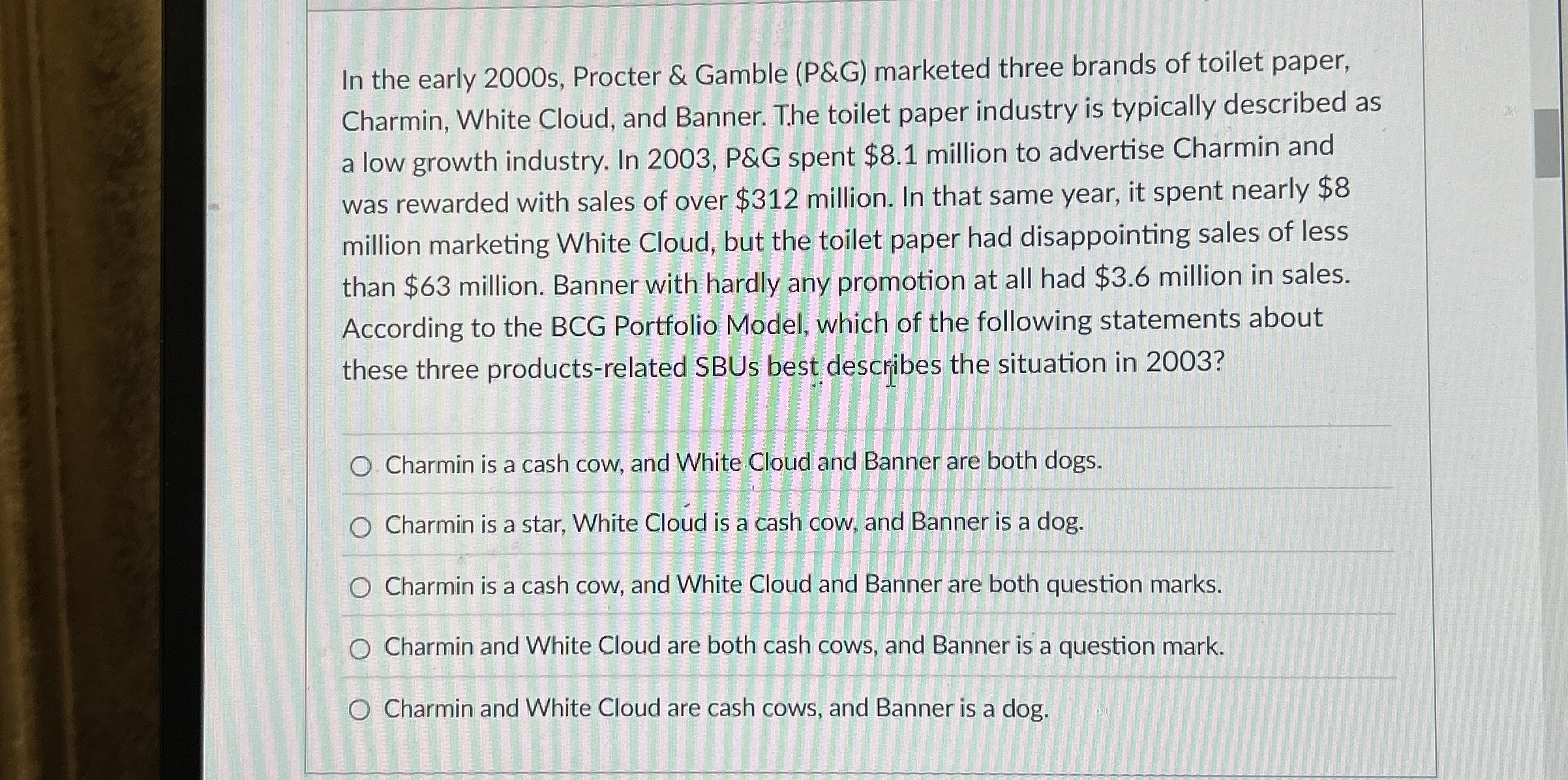  In the early 2000s, Procter & Gamble (P&G) marketed three brands