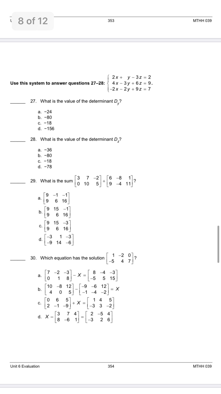 the numbers sold on Monday and Tuesday. Matrix B = 0.50 0.25