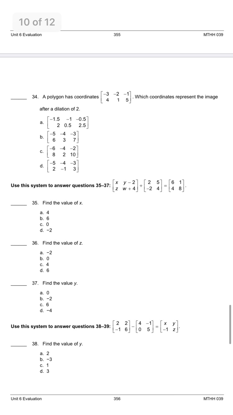 of one pencil. What does the product AB show? a. the total