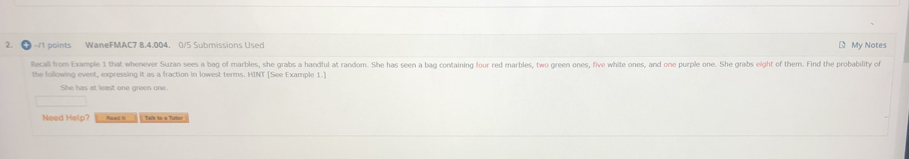 What are the steps in solving this? 2 . +-/1 points WaneFMAC7