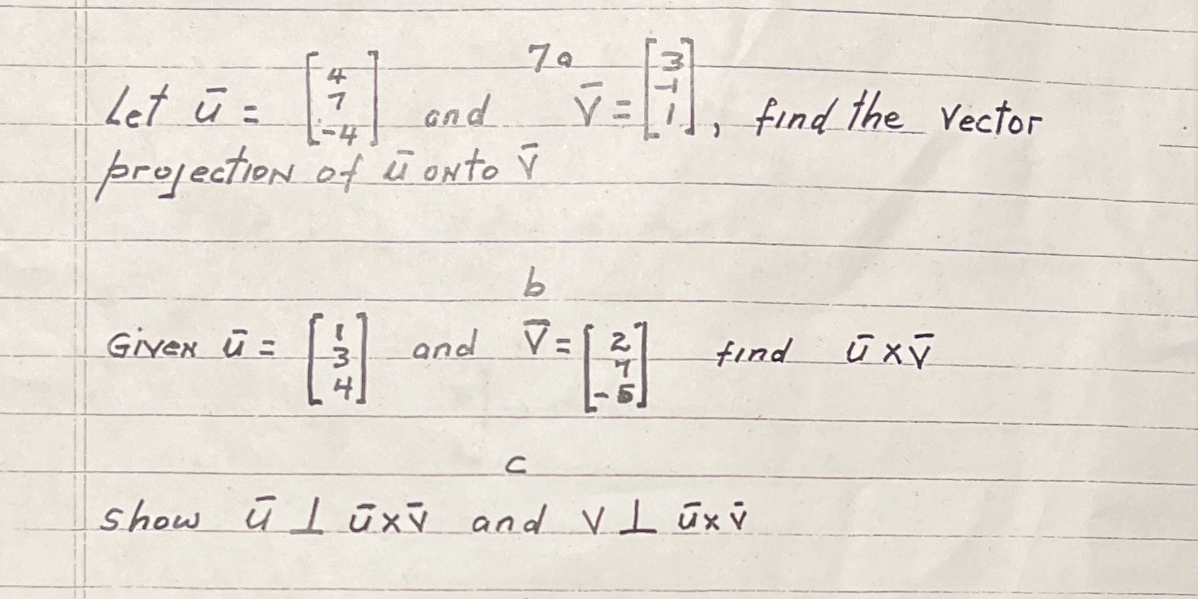 7a 3 Let u = 7 and V = 1-4 find