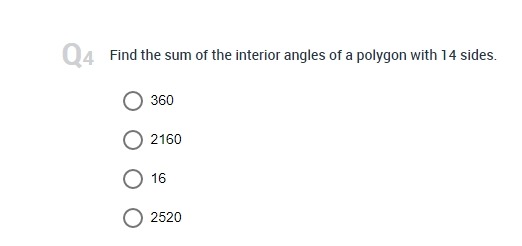 the measure of one interior angle of a regular pentagon? 144 O