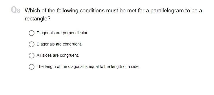 conditions or set of conditions is sufficient for a parallelogram to be