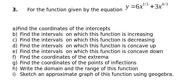  _ 1:3 4:3 3. For the function given by the equation