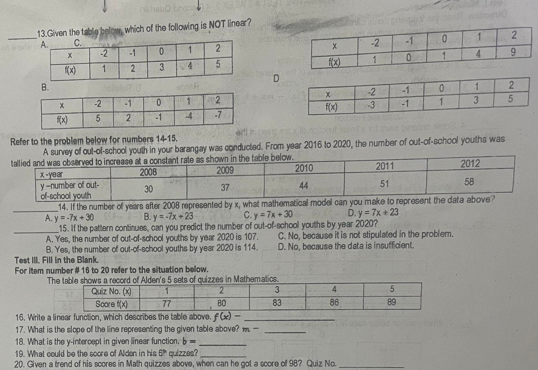 Answer the following write the correct answer or the letter. Thang. bro