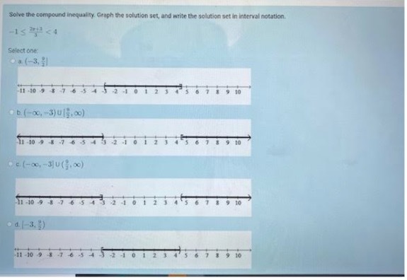  Solve the compound inequality. Graph the solution set, and write the
