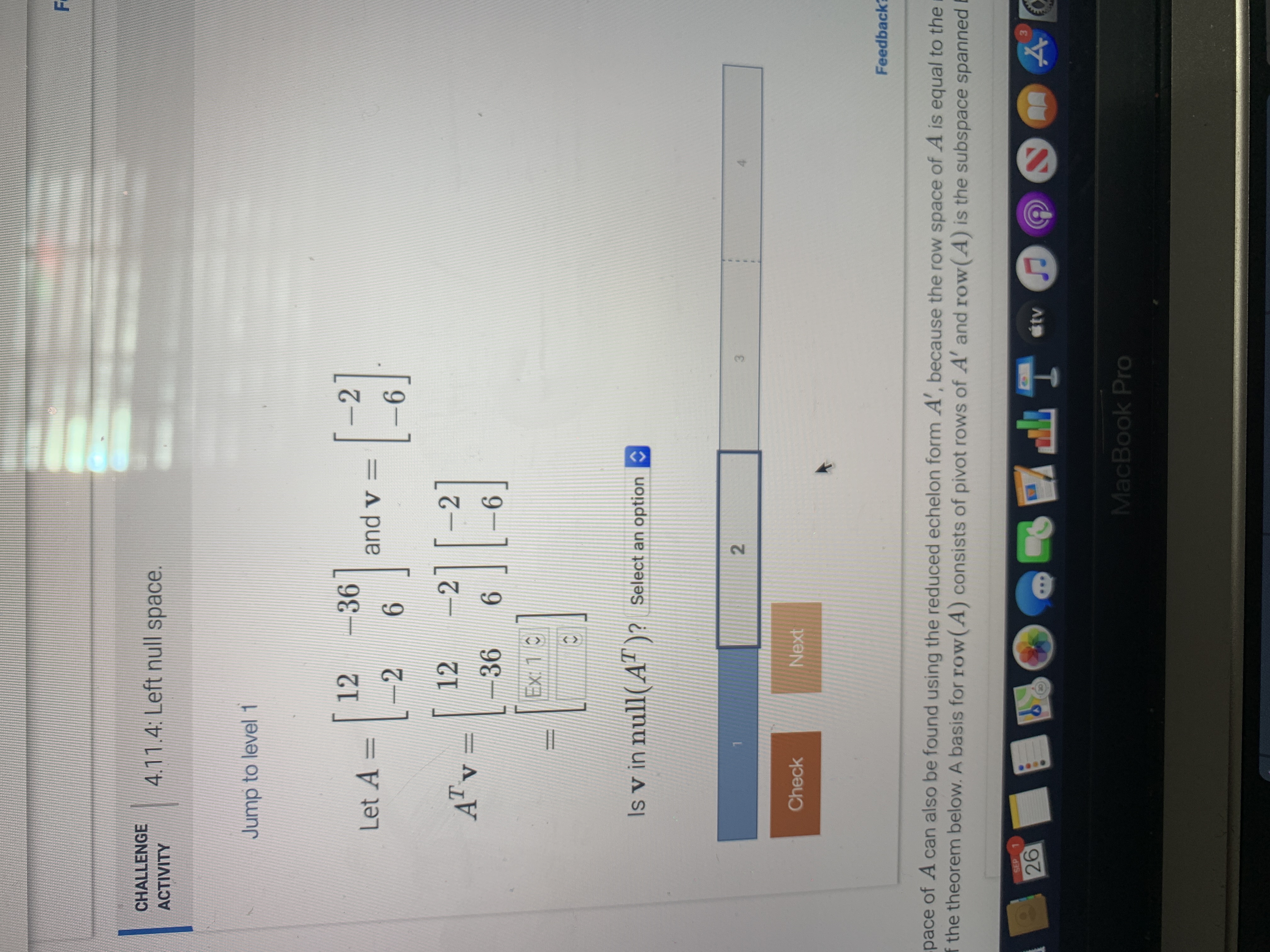 Left null space. Is v in null (A^T)? CHALLENGE ACTIVITY 4.11.4: Left