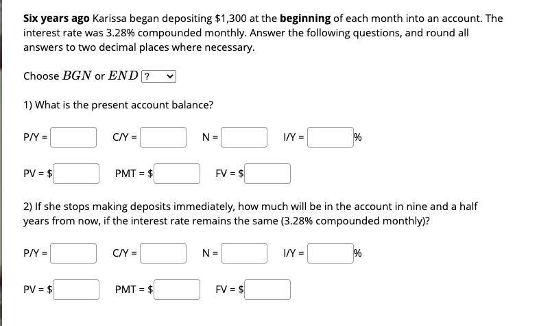 7' years. Interest is 3.64% compounded semiannually. 1. What are the biweekly