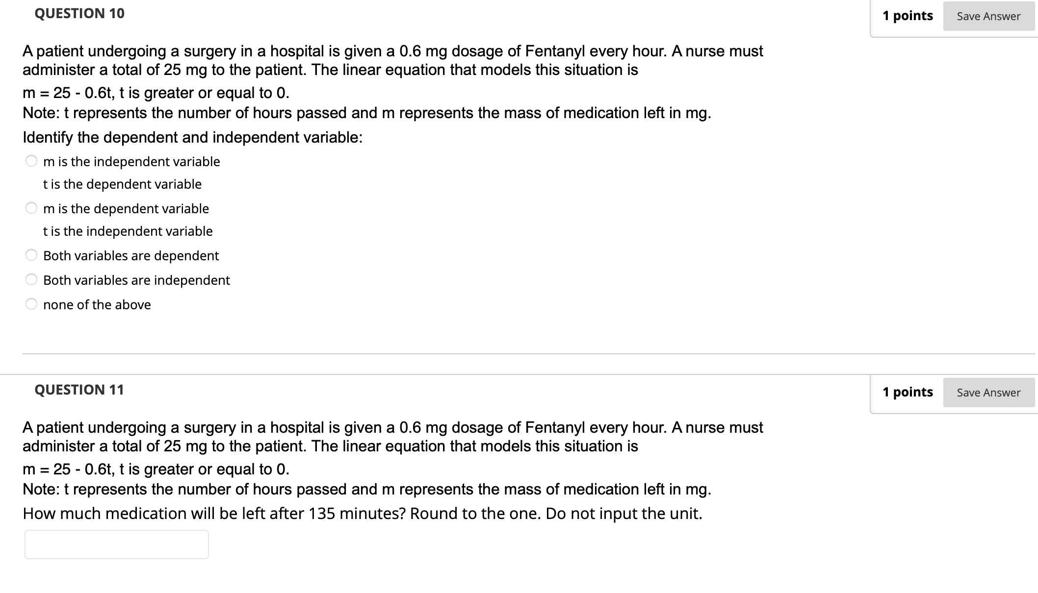 points: (1, -5) and (, 3) Determine the slope of the line
