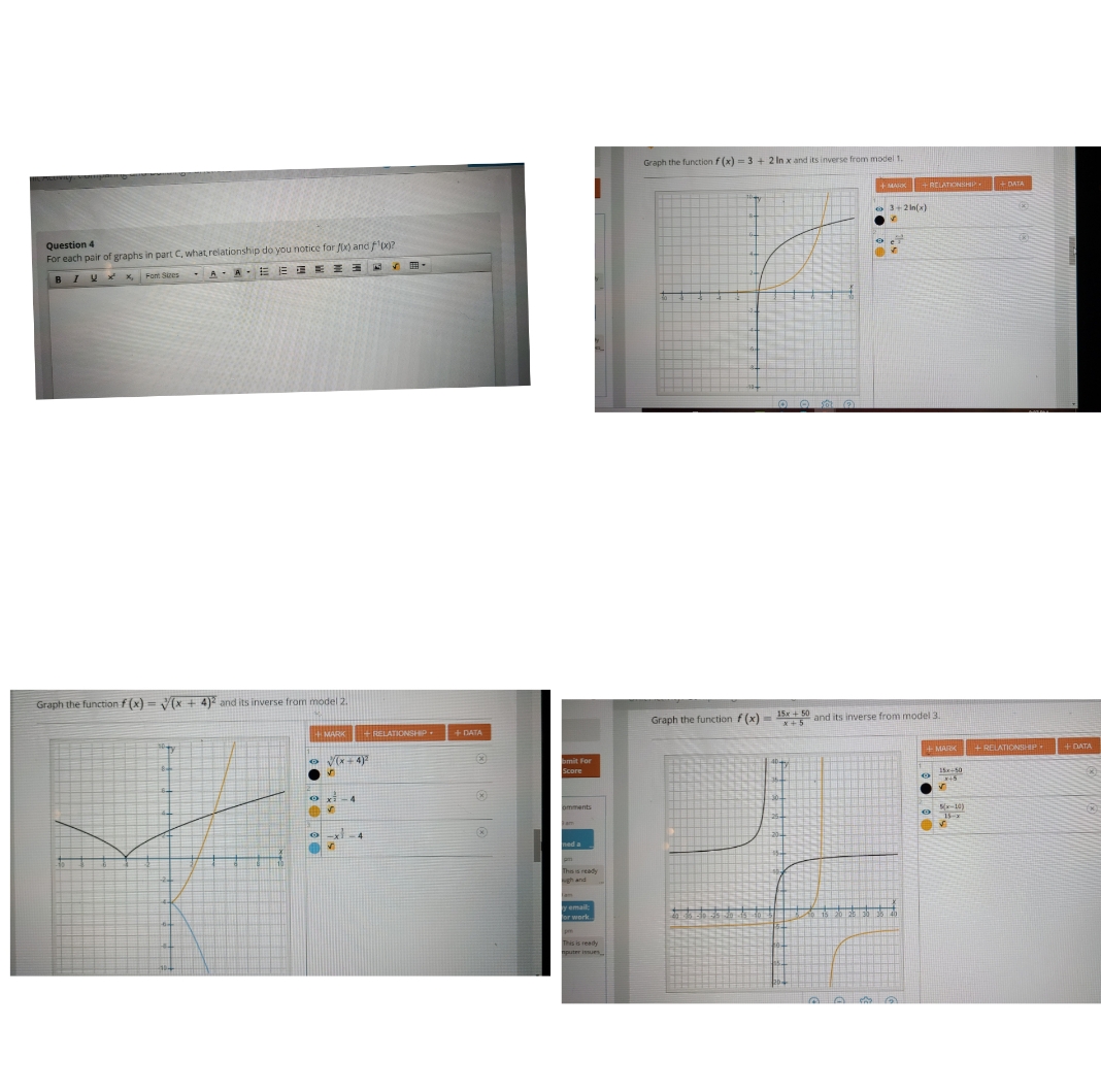 I have provided 4 graphs. they each have a function and an