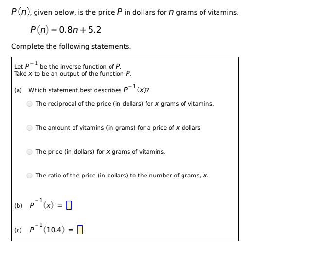 Help with the problem below P (n), given below, is the price