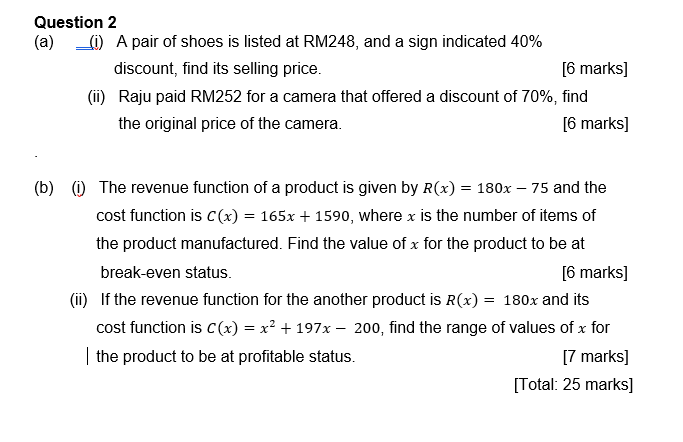please answer the attachment below. thanks Question 2 (a) (i) A pair